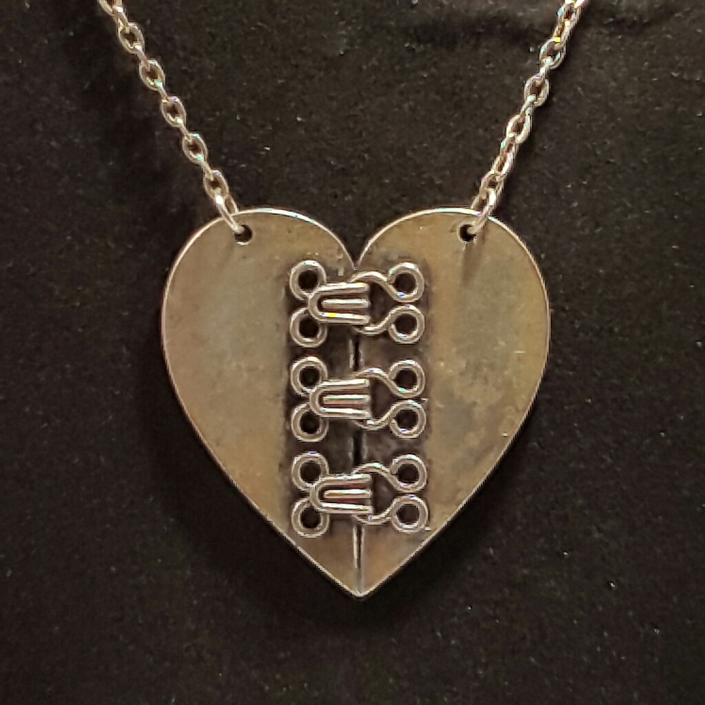 Bronze Mended Broken Heart Necklace 22"